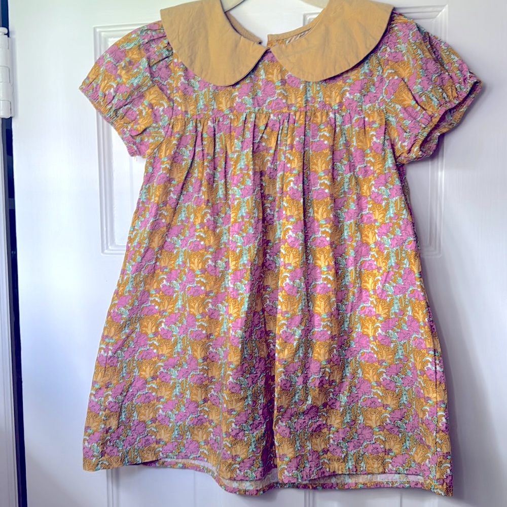 Busy bees tropical garden Peter Pan collar dress